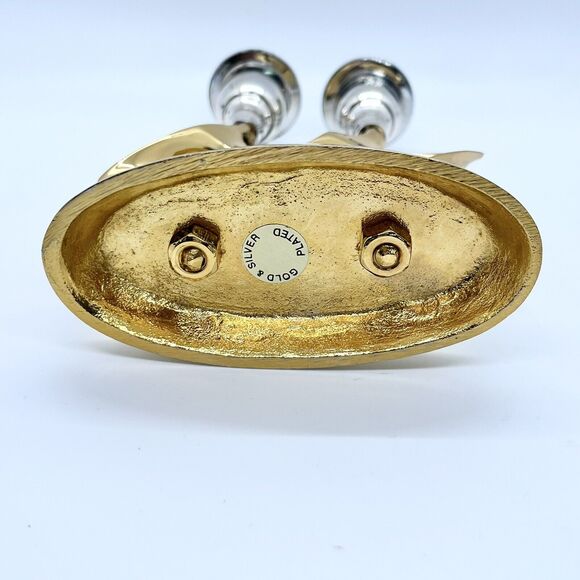 Double Star of David Candle Hold Shabbat Gold Silver Plated Sabbath Judaic 5.5" - Picture 5 of 5